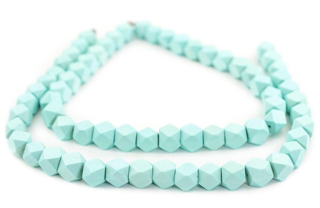 Mint Green Diamond Cut Natural Wood Beads (12mm) - The Bead Chest