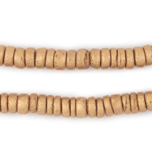 Gold Disk Coconut Shell Beads (8mm)