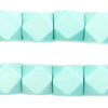 Mint Green Diamond Cut Natural Wood Beads (17mm)