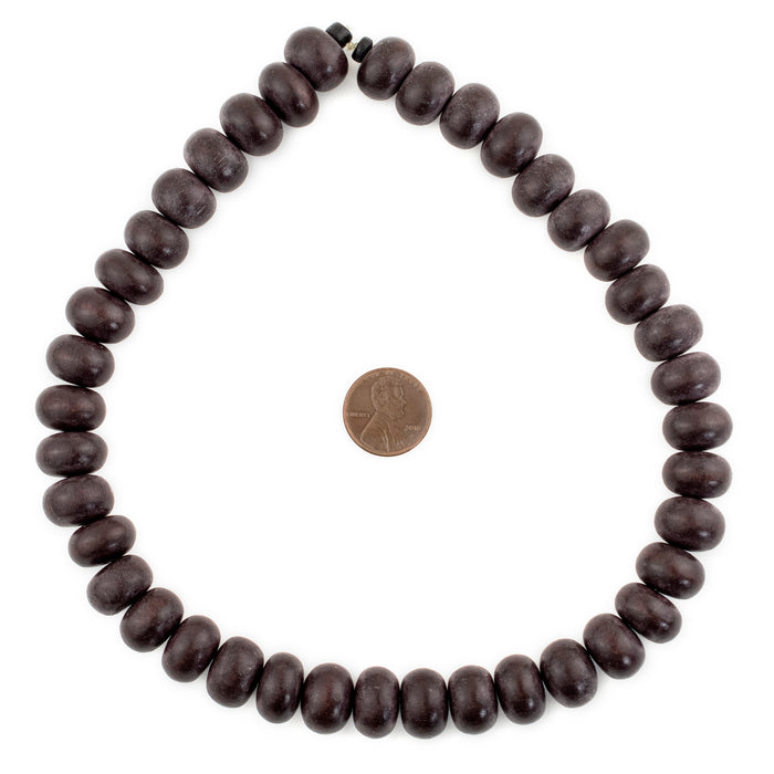 Cocoa Brown Abacus Natural Wood Beads (10x15mm) - The Bead Chest