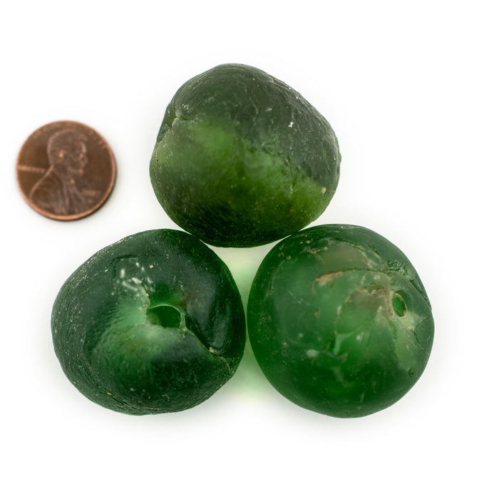 Super Jumbo Green Recycled Glass Bead (33mm) - The Bead Chest