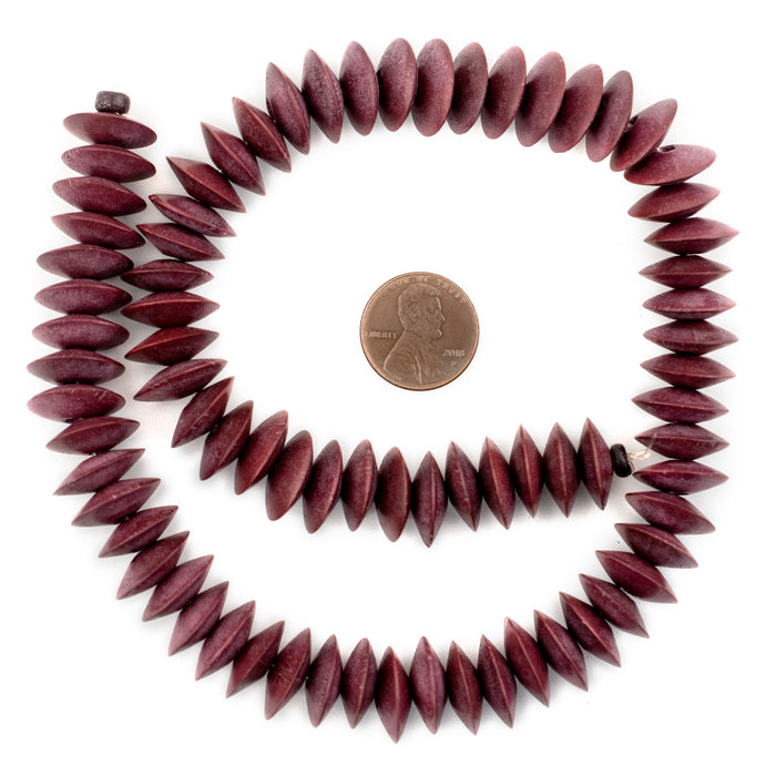 Rustic Cherry Red Saucer Natural Wood Beads (15mm) - The Bead Chest