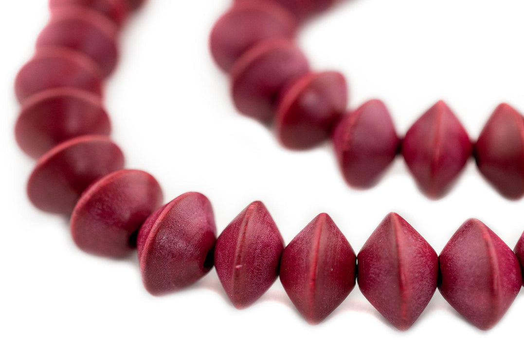Rustic Red Bicone Natural Wood Beads (10x15mm) - The Bead Chest