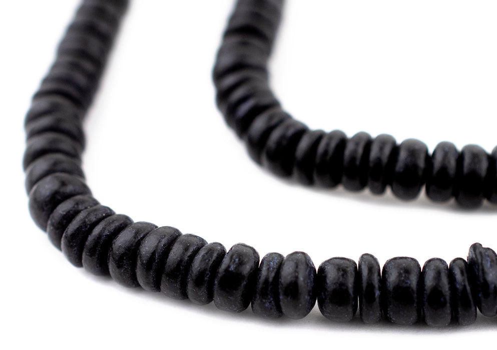 Black Disk Coconut Shell Beads (8mm) - The Bead Chest