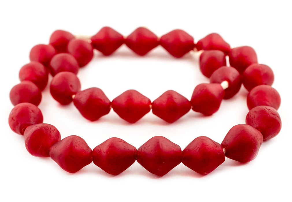 Jumbo Red Bicone Recycled Glass Beads (25mm) - The Bead Chest