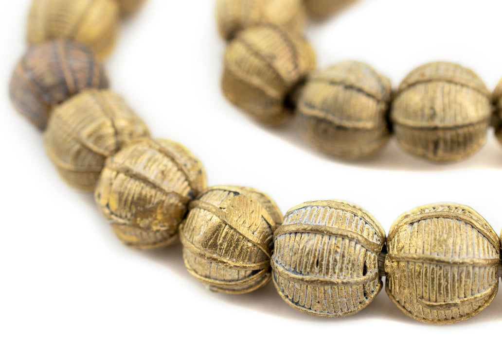 Striped Ghana Brass Beads (20mm) - The Bead Chest