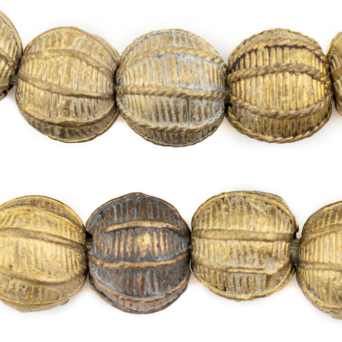 Striped Ghana Brass Beads (20mm) - The Bead Chest