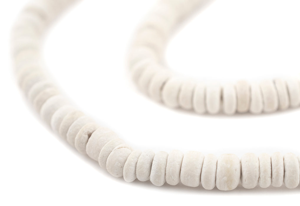 White Disk Coconut Shell Beads (8mm) - The Bead Chest