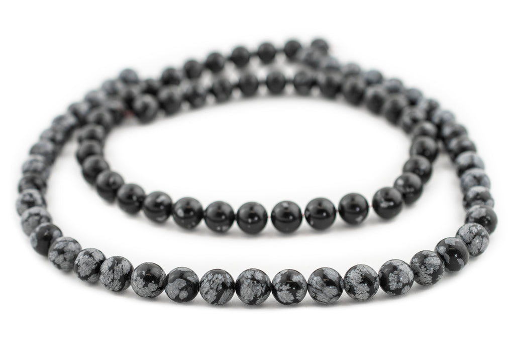 Round Snowflake Obsidian Beads (10mm) - The Bead Chest