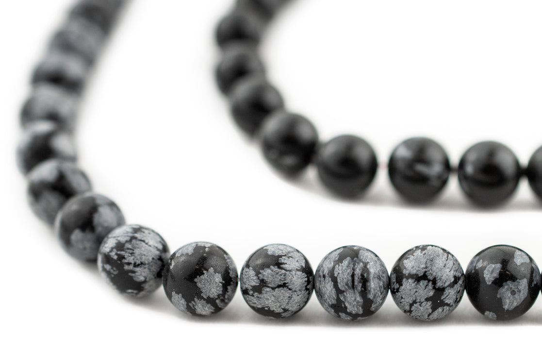 Round Snowflake Obsidian Beads (10mm) - The Bead Chest