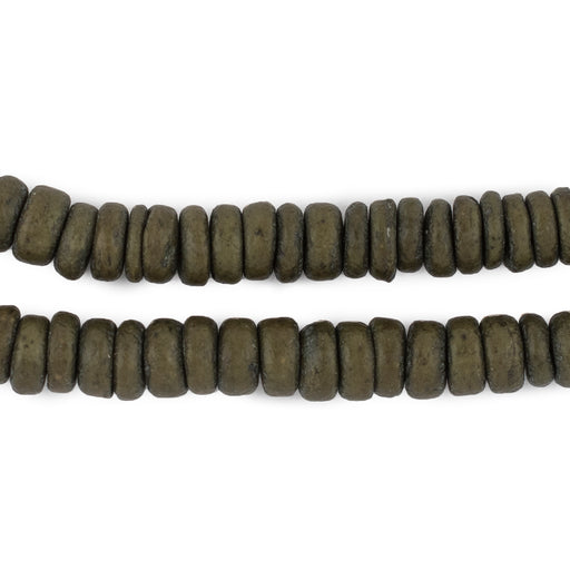 Olive Green Disk Coconut Shell Beads (8mm) - The Bead Chest