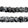 Flat Round Snowflake Obsidian Beads (12mm)