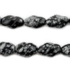 Carved Spiral Oval Snowflake Obsidian Beads (18x11mm)