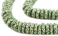 Earth Green Fused Rondelle Recycled Glass Beads (14mm) - The Bead Chest