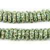 Earth Green Fused Rondelle Recycled Glass Beads (14mm)