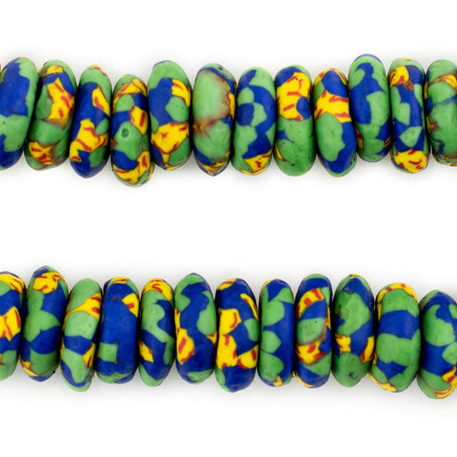 Ocean Jungle Fused Rondelle Recycled Glass Beads (14mm) - The Bead Chest