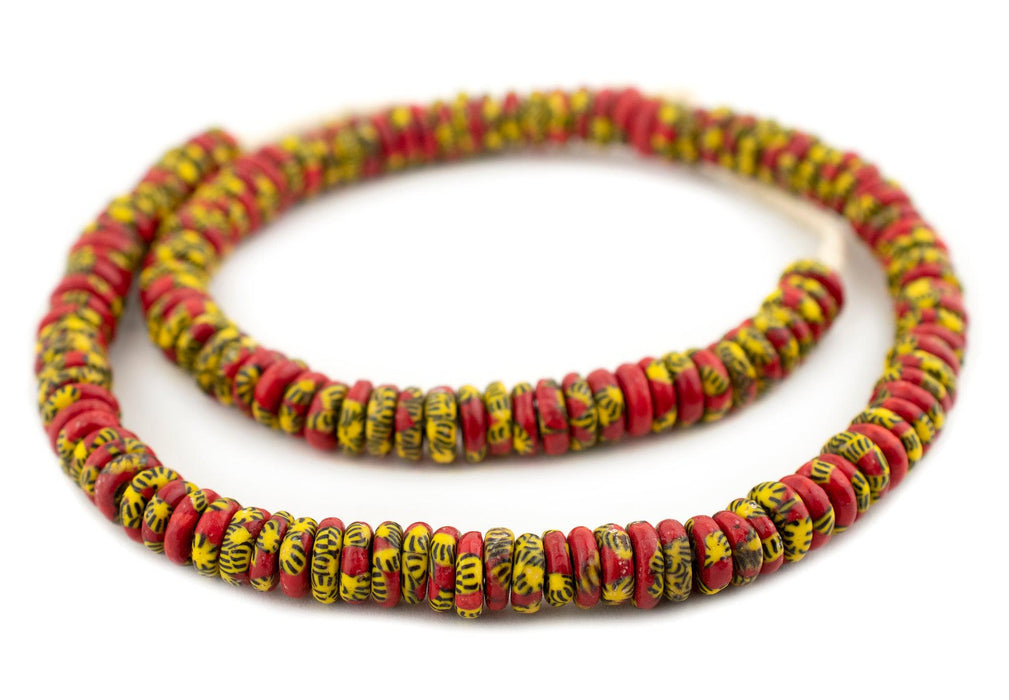 Sun & Fire Fused Rondelle Recycled Glass Beads (11mm) - The Bead Chest