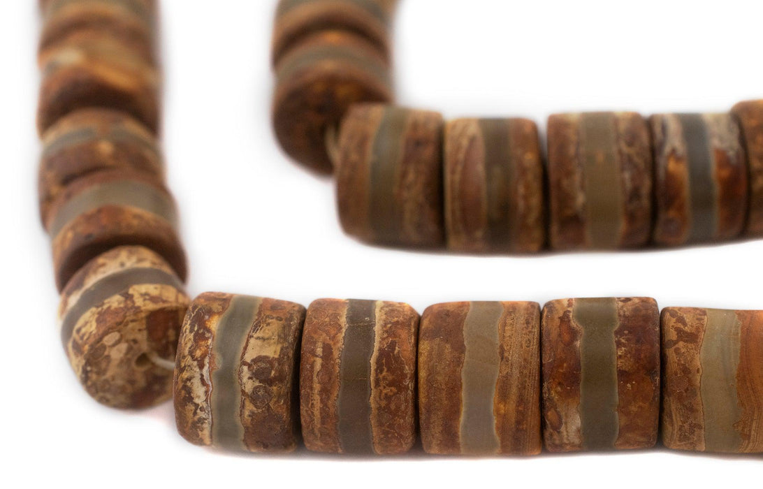 Striped Cylindrical Tibetan Agate Beads (16mm) - The Bead Chest