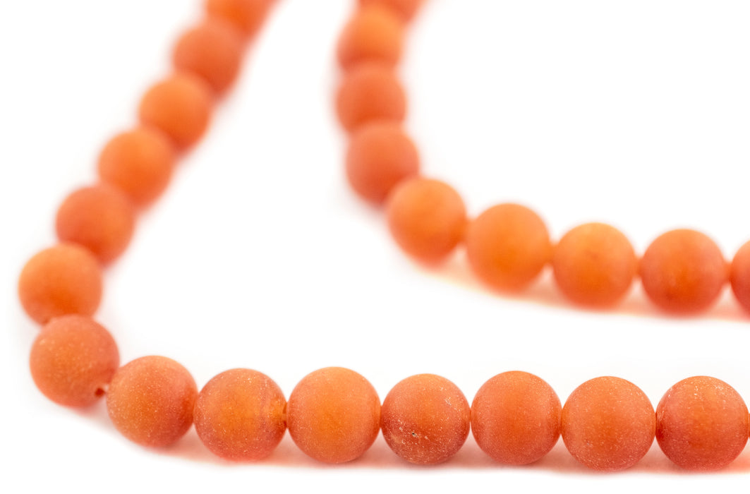 Matte Round Papaya Orange Aventurine Beads (8mm) - The Bead Chest
