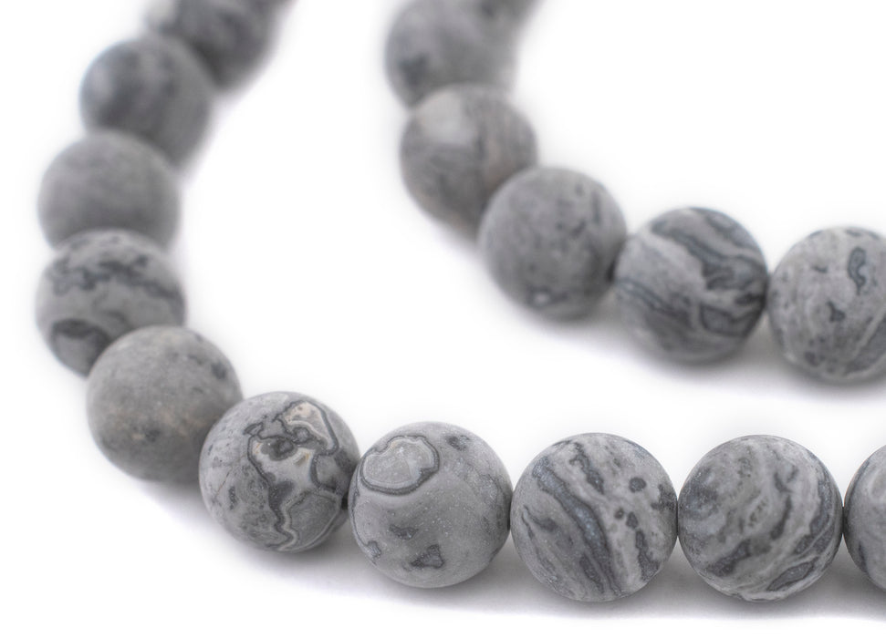 Matte Grey Picasso Jasper Beads (12mm) - The Bead Chest