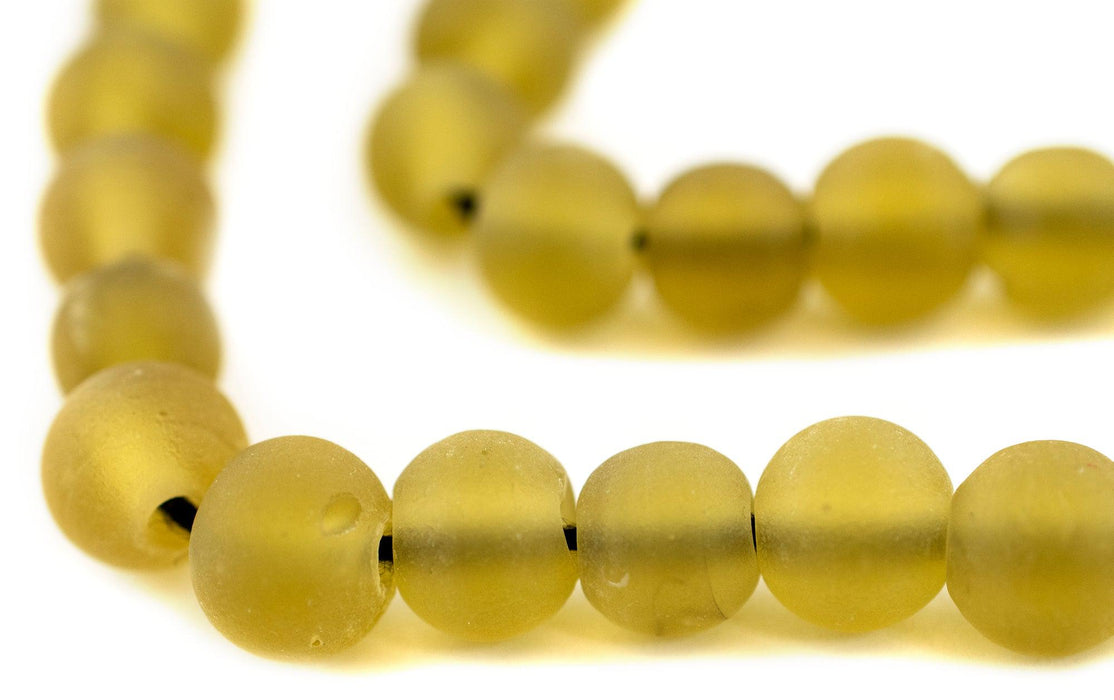Yellow Frosted Sea Glass Beads (11mm) - The Bead Chest