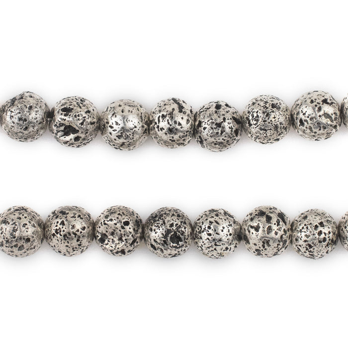 Antiqued Silver Electroplated Lava Beads (8mm) - The Bead Chest