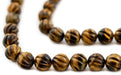 Carved Swirl Round Tiger Eye Beads (10mm) - The Bead Chest