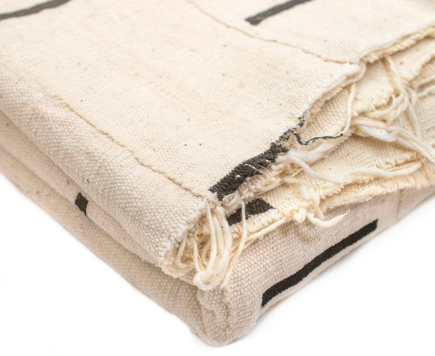 White Bogolan Mali Mud Cloth (Minimalist Design) - The Bead Chest