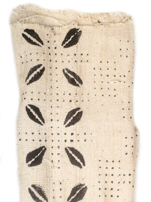 White Bogolan Mali Mud Cloth (Jumbo Cowrie Design) - The Bead Chest