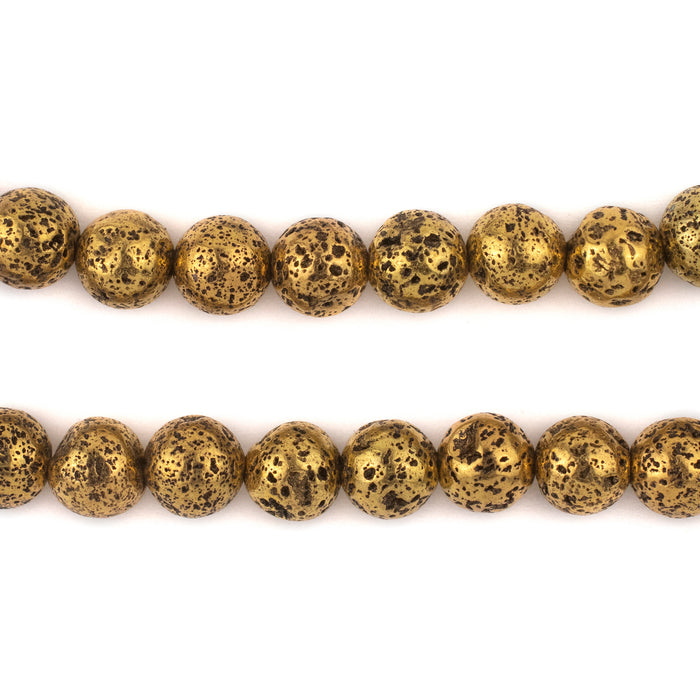 Antiqued Brass Electroplated Lava Beads (8mm) - The Bead Chest