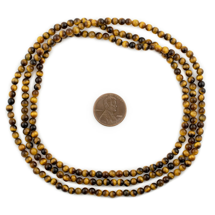 Round Tiger Eye Beads (4mm, 36 Inch Strand) - The Bead Chest