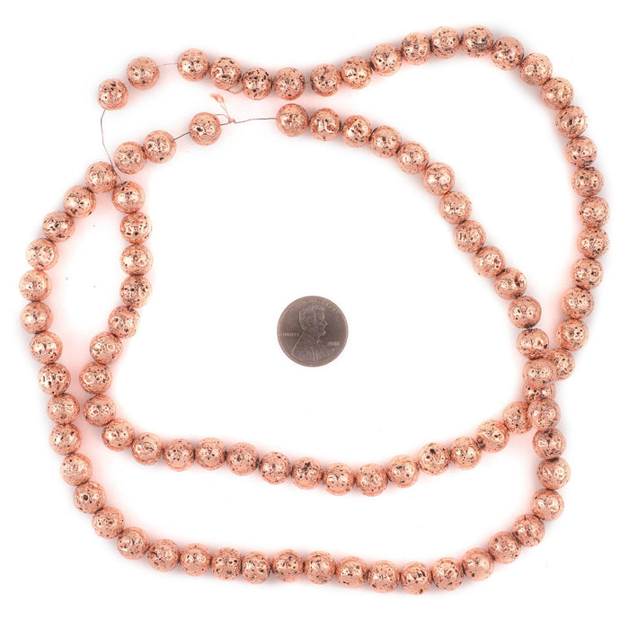 Copper Electroplated Lava Beads (8mm) - The Bead Chest