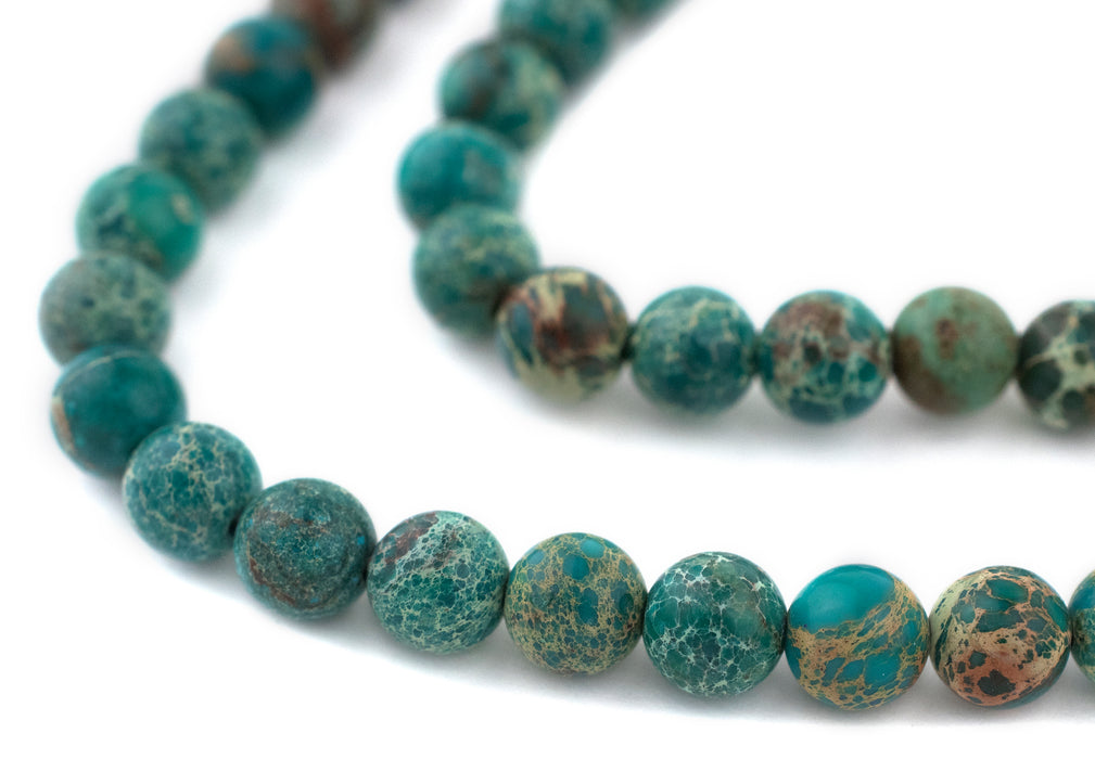 Green Aqua Sea Sediment Jasper Beads (8mm) - The Bead Chest