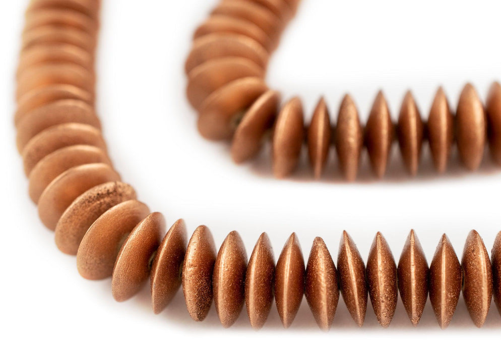 Copper Saucer Natural Wood Beads (15mm) - The Bead Chest