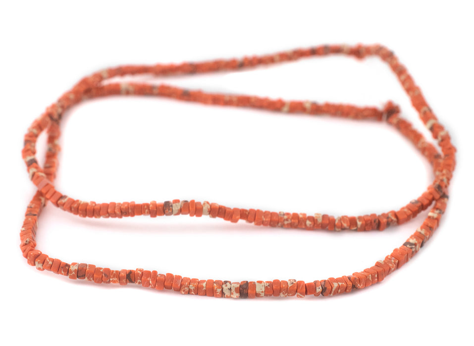 Coral Red Sea Sediment Jasper Square Heishi Beads (4mm) - The Bead Chest
