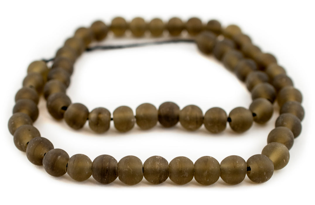 Brown Frosted Sea Glass Beads (11mm) - The Bead Chest