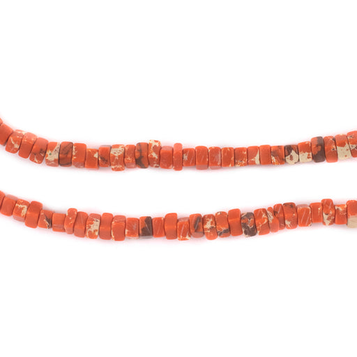 Coral Red Sea Sediment Jasper Square Heishi Beads (4mm) - The Bead Chest