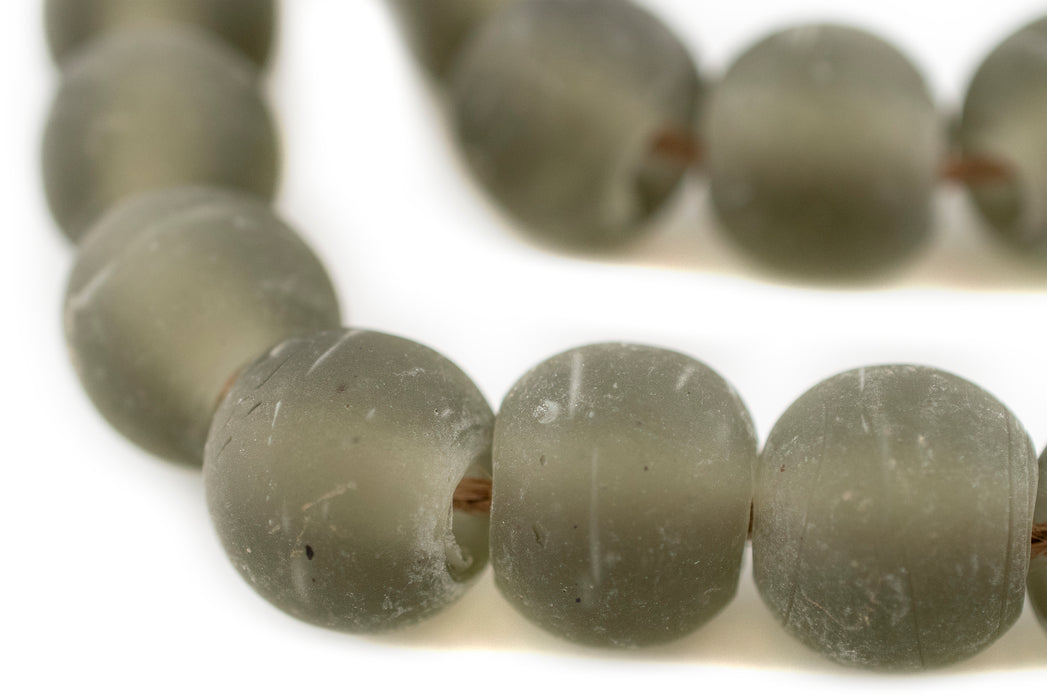 Groundhog Grey Frosted Sea Glass Beads (20mm) - The Bead Chest