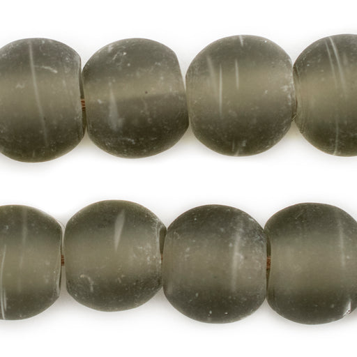 Groundhog Grey Frosted Sea Glass Beads (20mm) - The Bead Chest