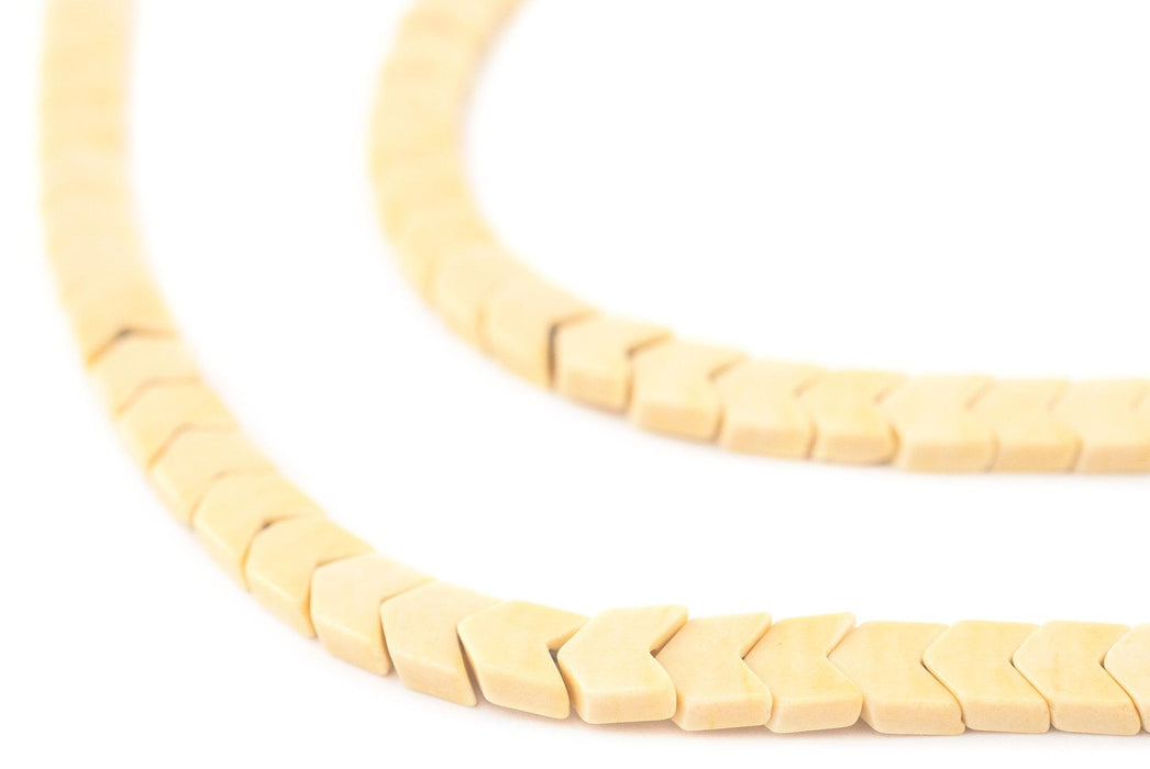 Pastel Yellow Flat Interlocking Snake Agate Beads (6mm) - The Bead Chest