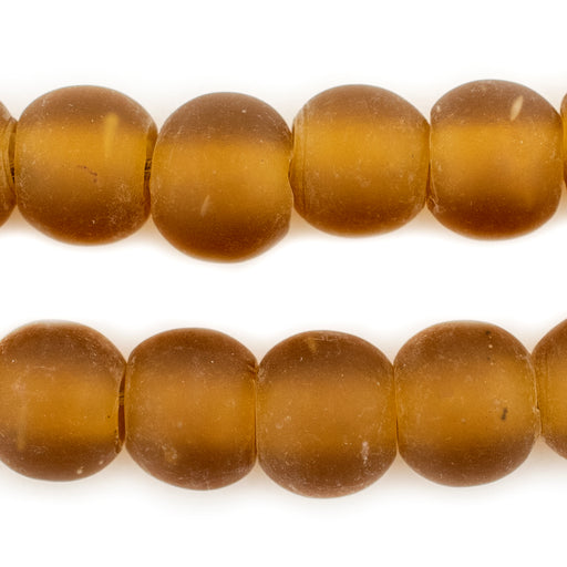 Amber Frosted Sea Glass Beads (16mm) - The Bead Chest