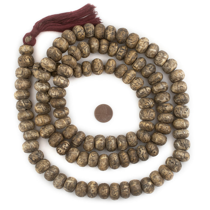 Mani Ohm Pattern Conch Shell Mala Beads (17mm) - The Bead Chest