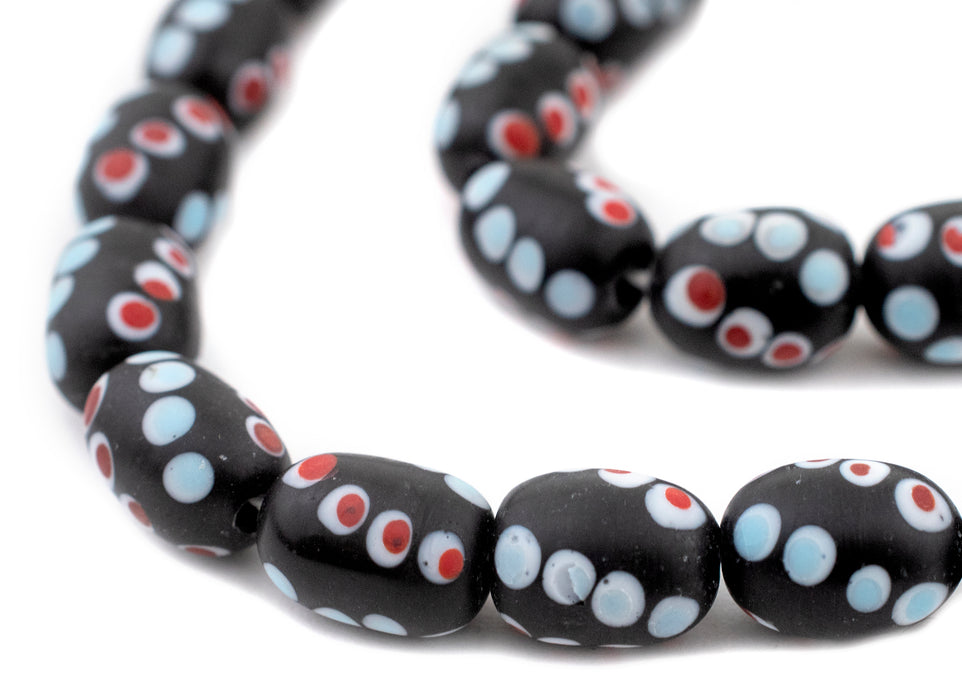 Black Oval Venetian-Style Skunk Beads (12mm) - The Bead Chest