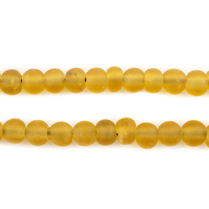 Yellow Frosted Sea Glass Beads (7mm) - The Bead Chest