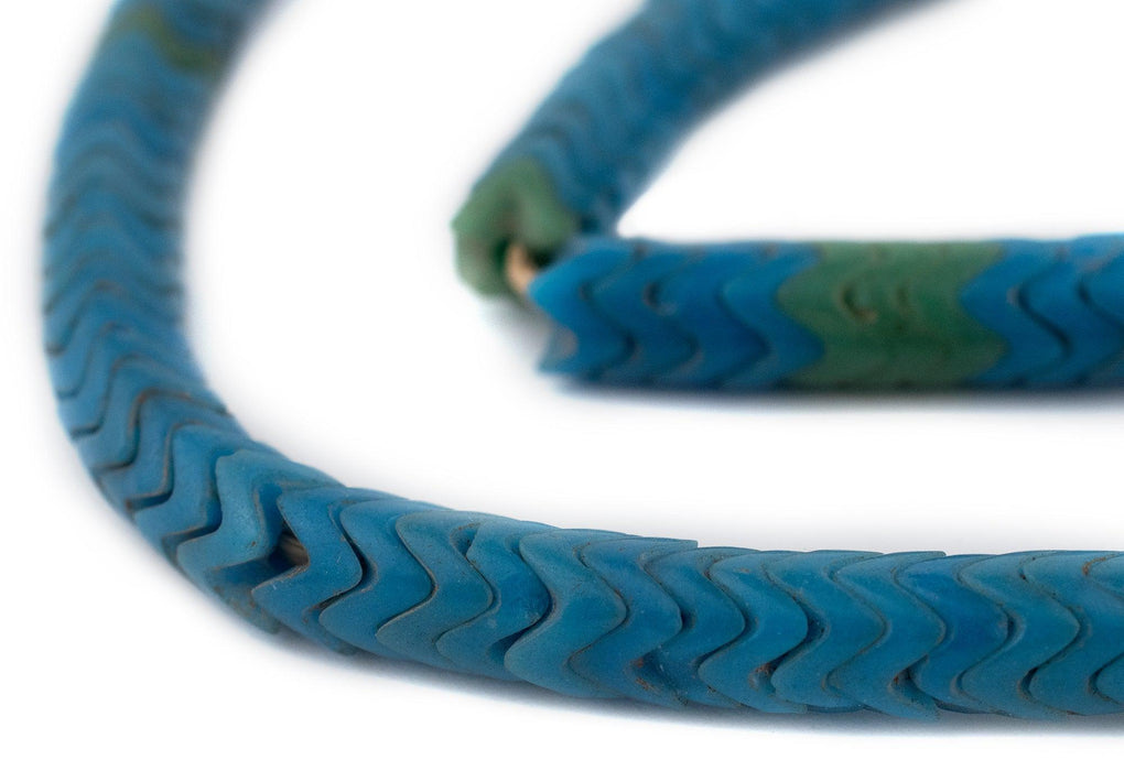 Turquoise Vintage Czech Interlocking Snake Beads (9mm, Long Strand) - The Bead Chest