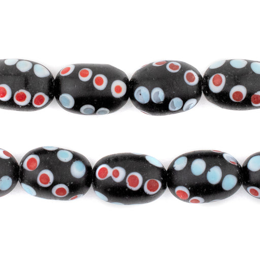 Black Oval Venetian-Style Skunk Beads (12mm) - The Bead Chest