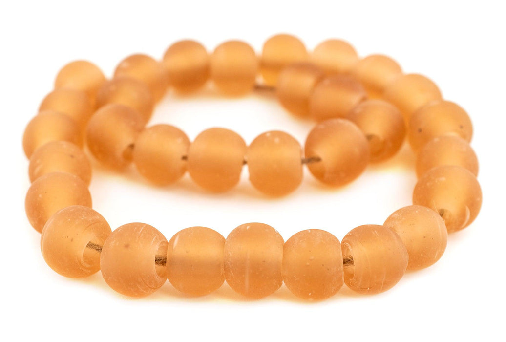 Orange Frosted Sea Glass Beads (18mm) - The Bead Chest