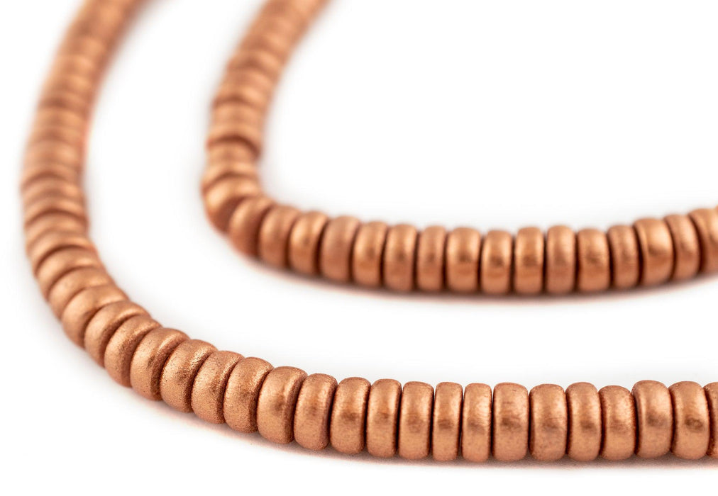 Copper Disk Natural Wood Beads (4x8mm) - The Bead Chest