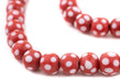 Red & White Venetian-Style Skunk Beads (10mm, 36" Strand) - The Bead Chest