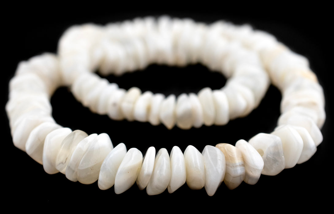 White Banded Agate Disk Beads (10-16mm) - The Bead Chest